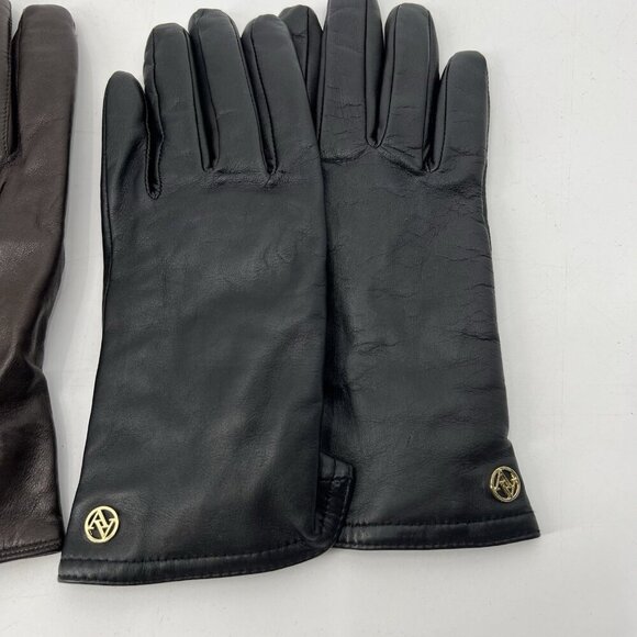 2 Pairs Leather Glove Women's L Saks Fifth Avenue Cashmere Adrienne Vittadini - Picture 2 of 8